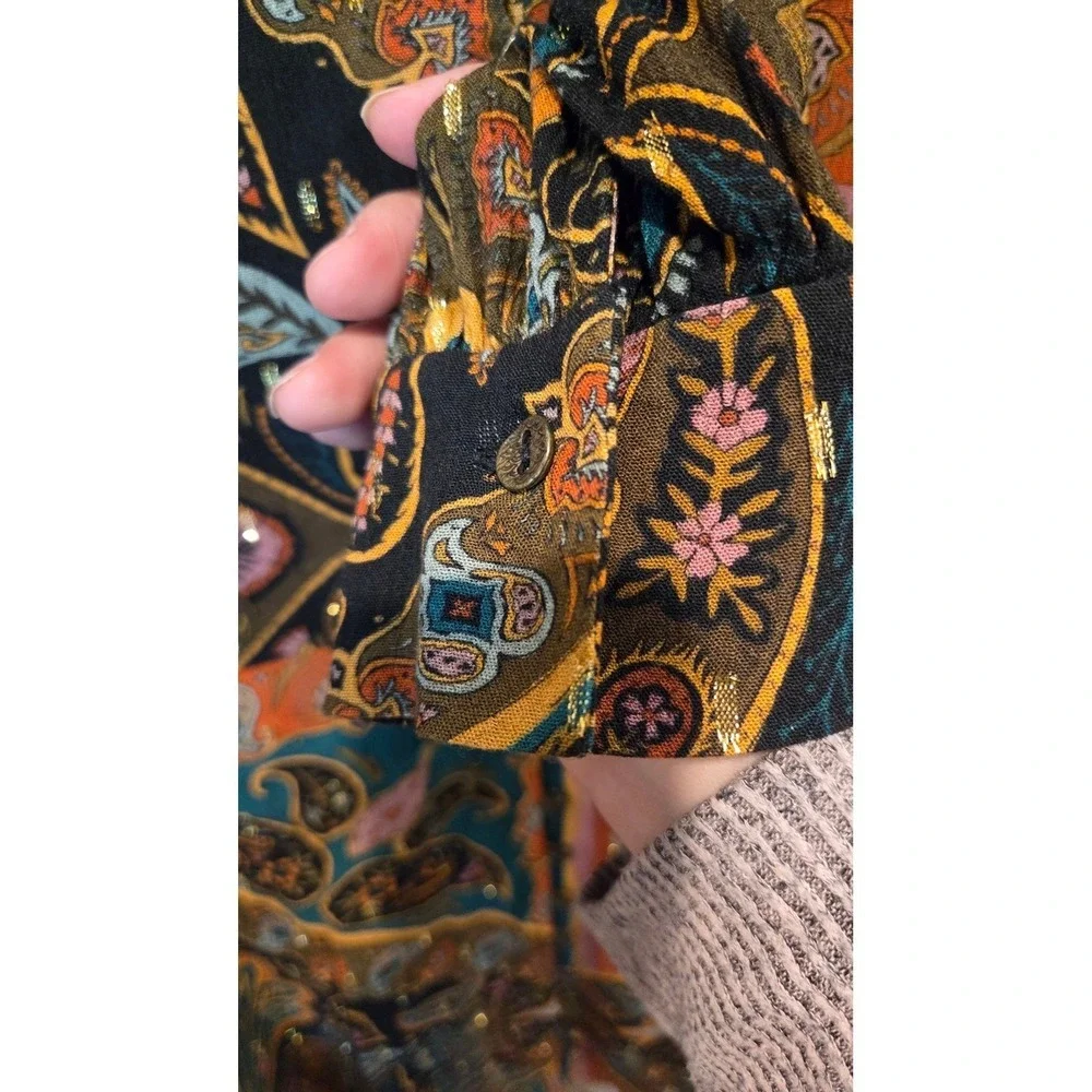 Zara Paisley Print Shirt Dress Size‎ Small Button Up Long Sleeve Tunic Boho